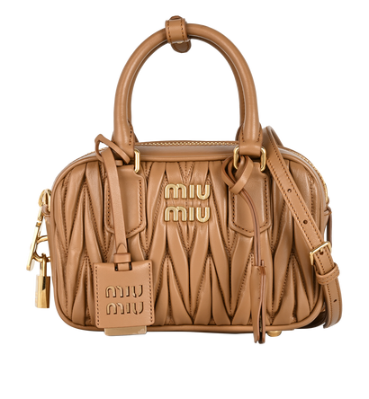 Small Arcadie Matelasse, &pound;1,400, Handbags, Brown, Leather, Front view